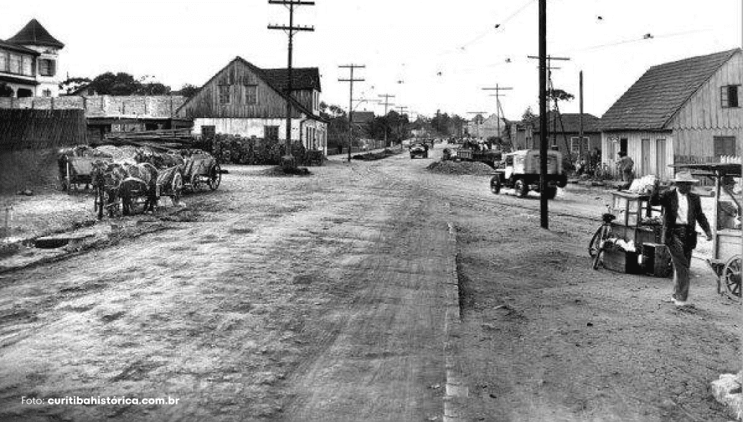 Fotografia histórica do bairro Portão, em Curitiba